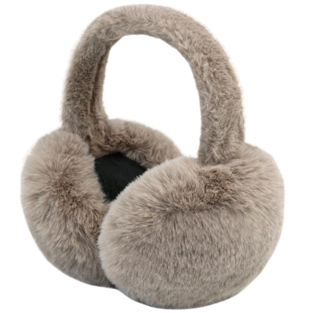 💕 Faux Fur Taupe Foldable Trendy Oversized One Size Earmuffs New